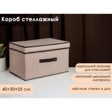 7530162 Короб стеллажный для хранения с крышкой Доляна «Браун», 40×30×25 см, цвет коричневый