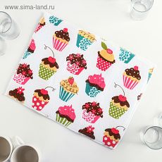 1385608 Коврик для сушки посуды «Пирожные», 30×40 см, микрофибра, поролон