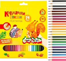 Цветные карандаши 24 цвета Каляка-Маляка, трехгранные