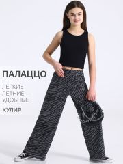 507936 Апрель Брюки зебра на джинсе антрацит