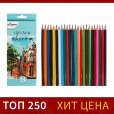 3883847 Карандаши Calligrata, 24 цвета, в картонной коробке, заточенные, «Акварельные»