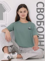 469932 Апрель Футболка серо-зеленый