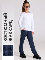 552125 Апрель Брюки гусиная лапка черный+ярко-синий